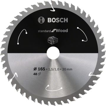 Bosch - Standard for Serisi Ahşap için Akülü Daire Testere Bıçağı 165*20 mm 48 Diş