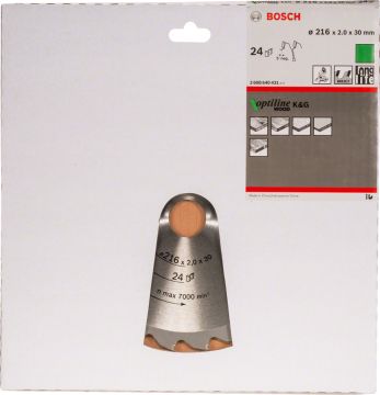 Bosch - Optiline Serisi Ahşap için Daire Testere Bıçağı B 216x30 mm-24 Diş