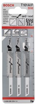 Bosch - Temiz Kesim Serisi Sert Ahşap İçin T 101 AIF Dekupaj Testeresi Bıçağı - 3'Lü Paket