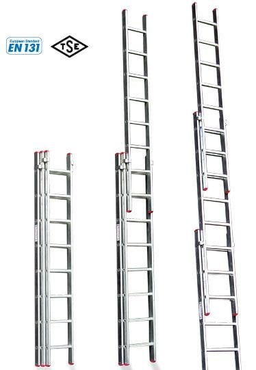 3 Parçalı Sürgülü Aliminyum Merdiven 3*2 = 6 Metre