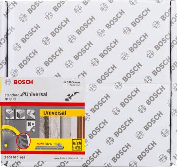 Bosch - Standard Seri Genel Yapı Malzemeleri İçin Elmas Kesme Diski 180 mm 10'lu Paket