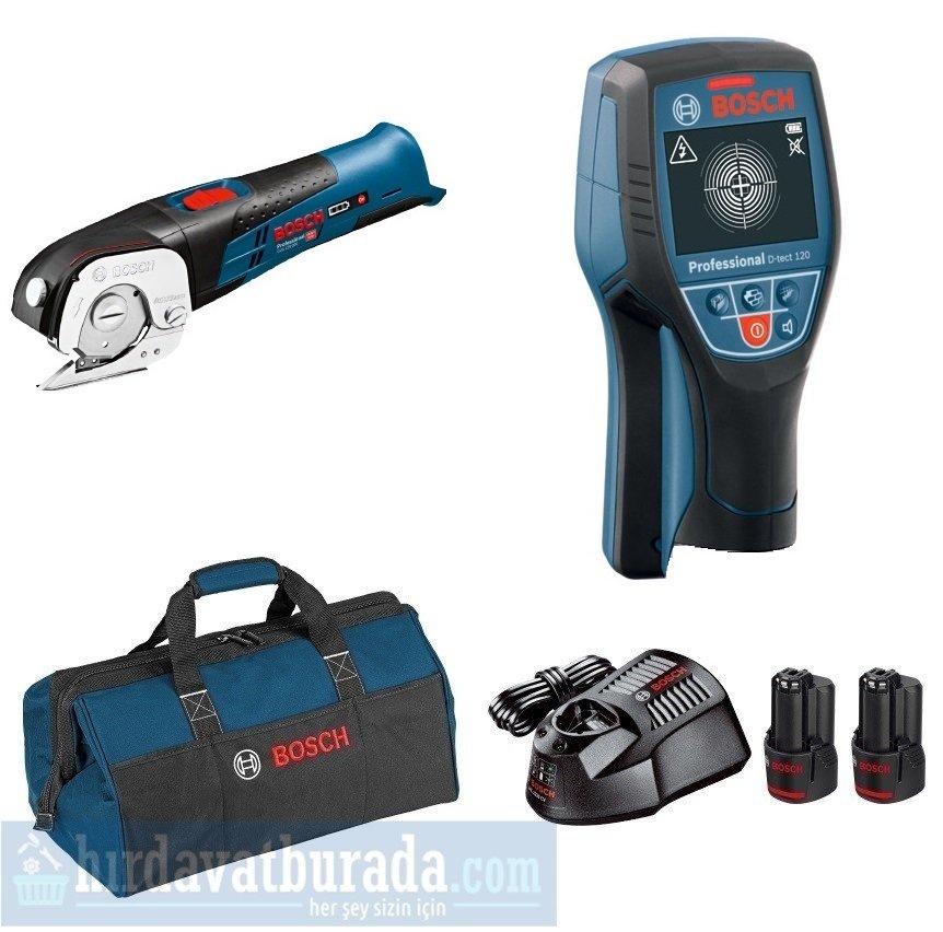 BOSCH GUS 12V-300 Akülü Üniversal Makas + D-TECT 120 Akülü Duvar Tarama Cihazı