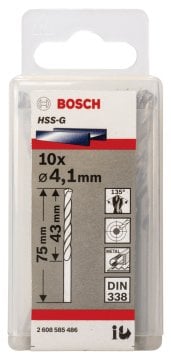 Bosch - HSS-G Metal Matkap Ucu 4,1*75 mm 10'lu Paket