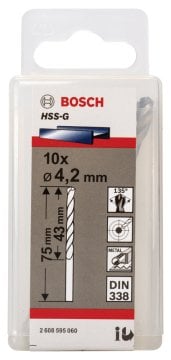 Bosch - HSS-G Metal Matkap Ucu 4,2*75 mm 10'lu Paket