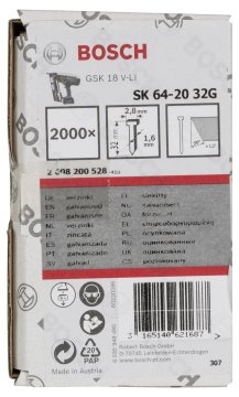 Bosch - Başsız Çivi 20ᵒ 32 mm Galvanizli 2000li