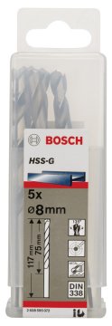 Bosch - HSS-G Metal Matkap Ucu 8*117 mm 5'li Paket