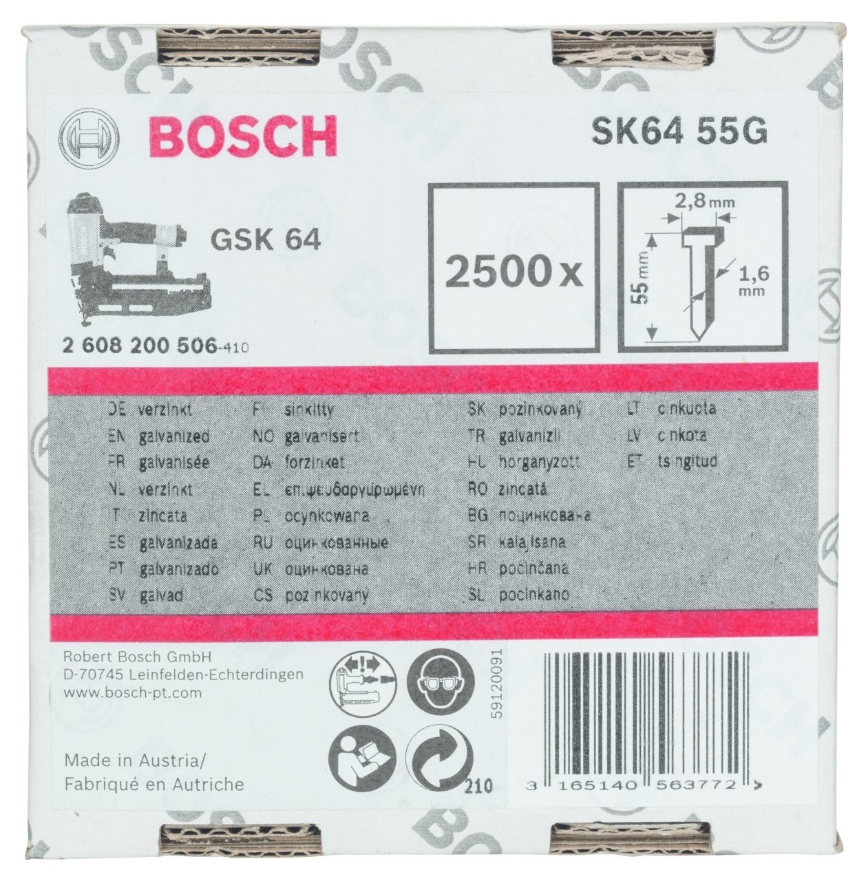 Bosch - GSK 64 Çivisi 55 mm 2500li Galvanizli