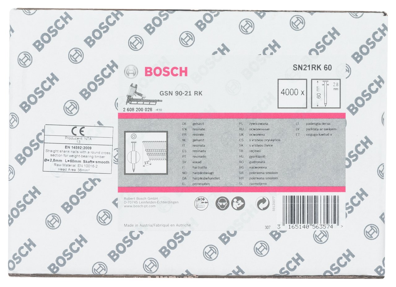 Bosch - GSN 90-21DK Çivi  60mm 4000li Düz Parlak