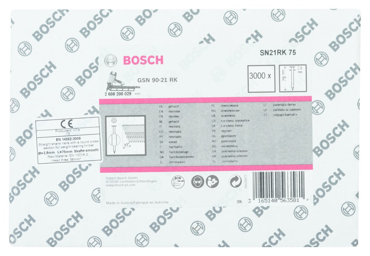 Bosch - GSN 90-21DK Çivi  75mm 3000li Düz Parlak