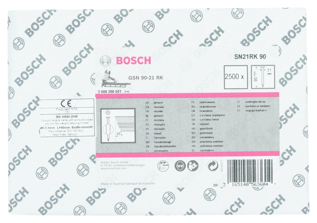 Bosch - GSN 90-21DK Çivi  90mm 2500lü Düz Parlak