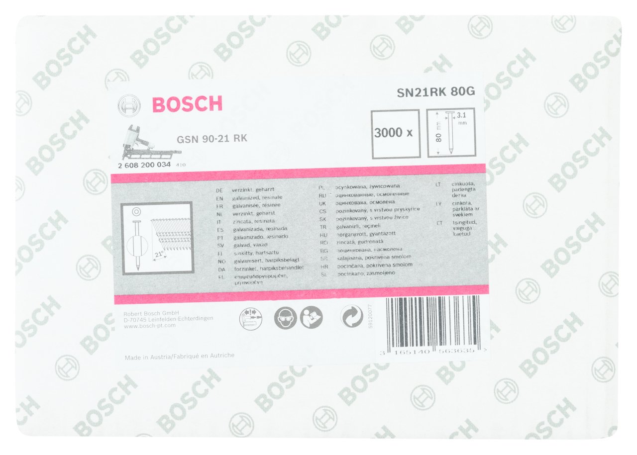 Bosch - GSN 90-21DK Çivi  80mm 3000li Düz ÇinkoK