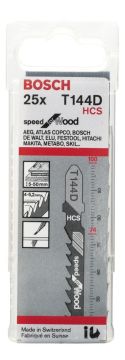 Bosch - Hızlı Kesim Serisi Ahşap İçin T 144 D Dekupaj Testeresi Bıçağı - 25'Li Paket