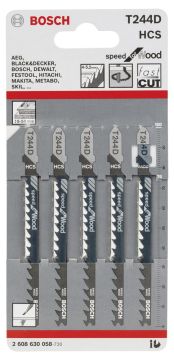 Bosch - Hızlı Kesim Serisi Ahşap İçin T 244 D Dekupaj Testeresi Bıçağı - 5'Li Paket