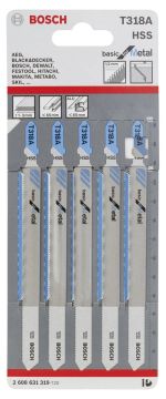 Bosch - Ekonomik Seri Metal İçin T 318 A Dekupaj Testeresi Bıçağı - 5'Li Paket