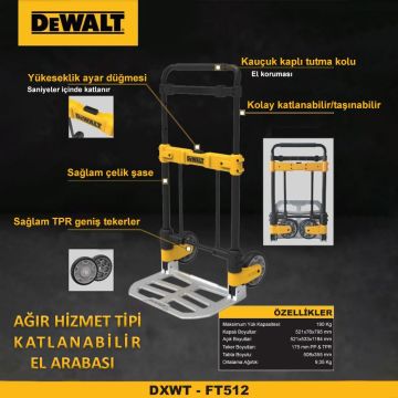 DEWALT DWT512 190Kg Profesyonel Katlanır El Arabası