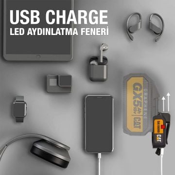 CAT DA18099 18Volt 2A Çift Çıkışlı USB Port + LED Fener (Akü Dahil Değildir)