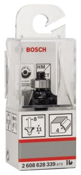 Bosch - Standard Seri Ahşap İçin Çift Oluklu, Sert Metal Bilya Yataklı Yuvarlama Frezesi 8*4*53 mm