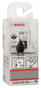 Bosch - Standard Seri Ahşap İçin Çift Oluklu Sert Metal V-Kanal Freze 8*11*45 mm