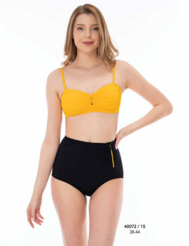 Sarı Siyah Yüksek Bel Bikini