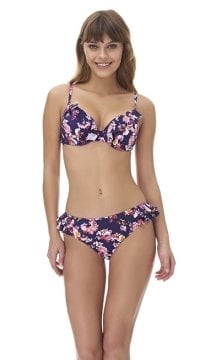 Mor Pembe Desenli Bikini - Push-Up(Destekli)