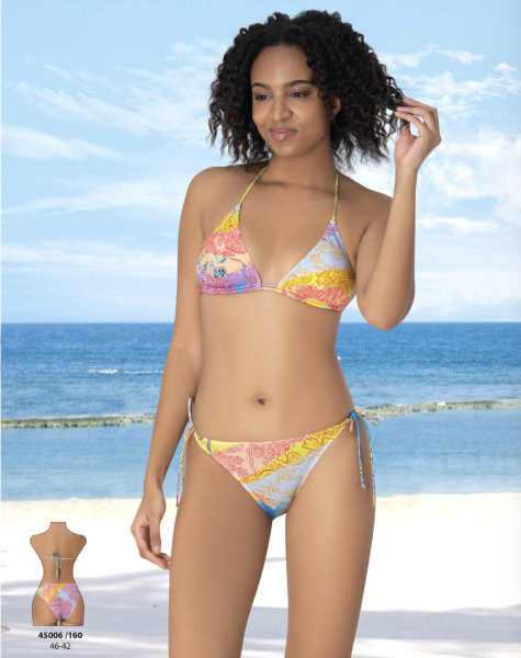 Renkli Desenli Üçgen Bikini Takımı – Bağlamalı