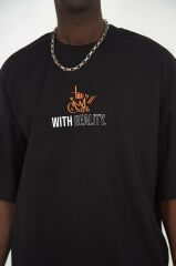 Rollie With Reality Oversize Siyah T-Shirt
