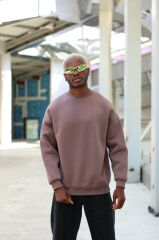Rollie Basic Kahverengi Oversize Sweatshirt