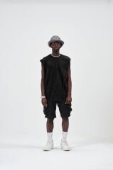 Rollie Basic Oversize Kolsuz Siyah T-Shirt