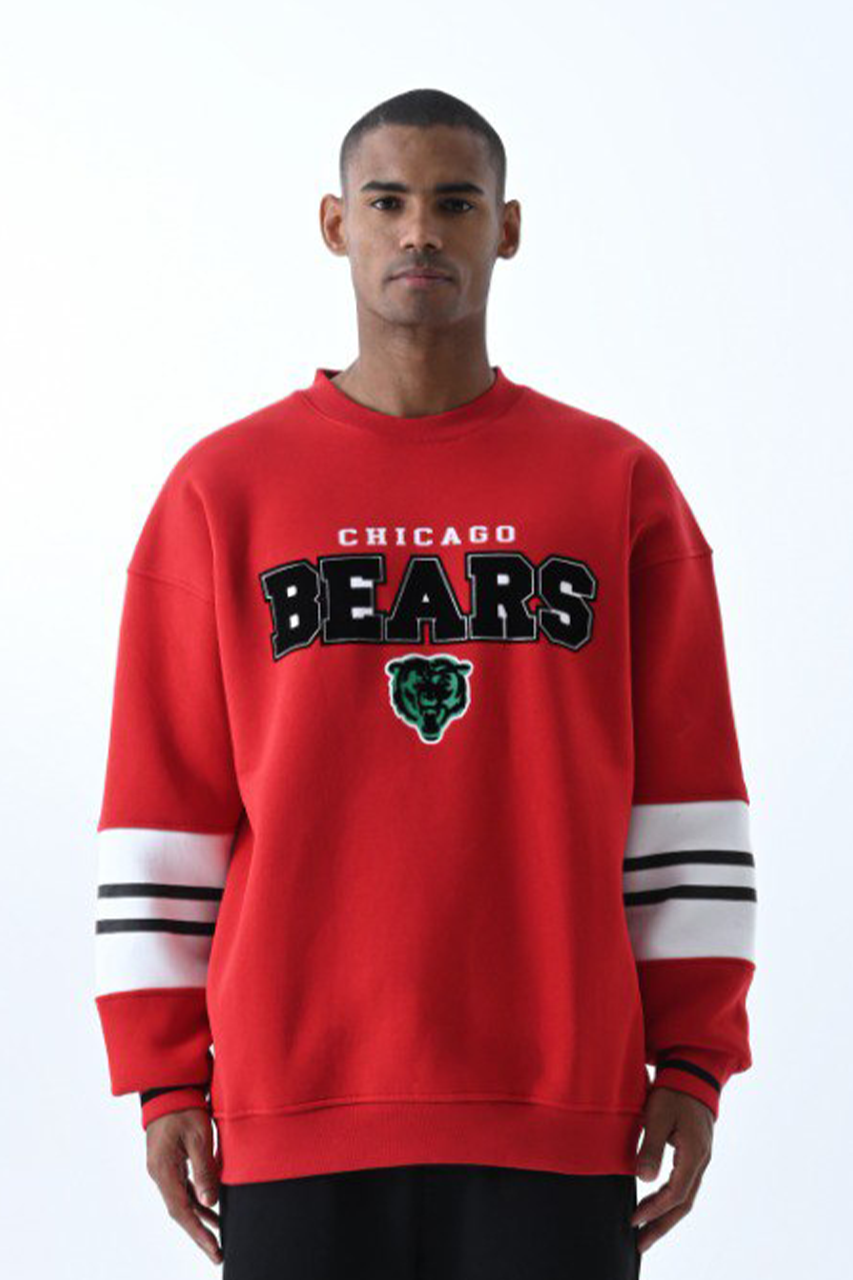 Jacey Jace Kırmızı Chicago Bear Oversize Sweatshirt