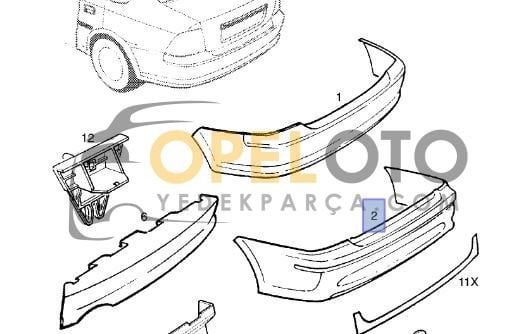 Opel Vectra B Arka Tampon Astarlı 99-01 Makyajlı Kasa GM
