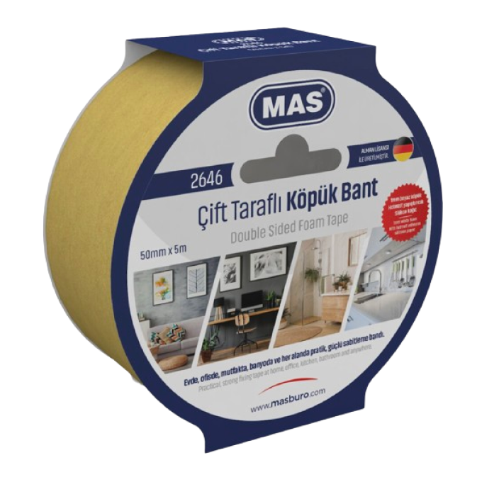 Mas Çift Taraflı Köpük Bant 50 MM x 5 M 2646 - 24Adet - KOLİ