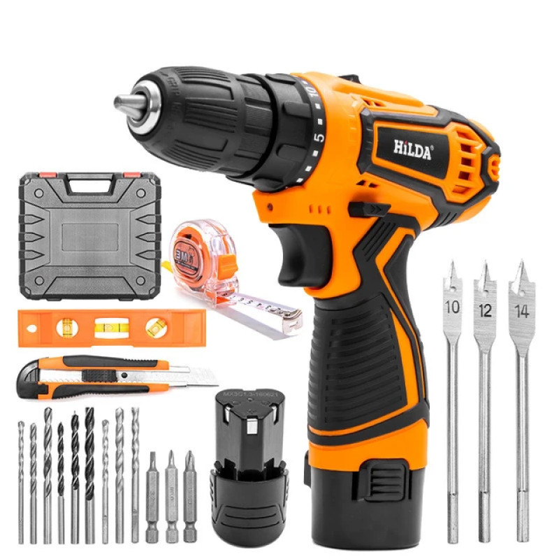 Hilda Plus JSD-5880  Li-On Çift Akülü Metal Şanzuman Şarjlı Matkap Set Hediyeli