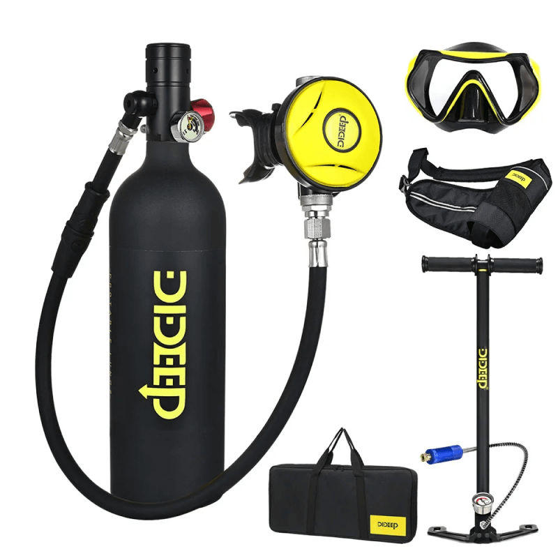 DIDEEP X4000 Pro 1L Tüplü Dalış Silindir Mini Oksijen Tankı Seti Solunum Tankı El PompasI