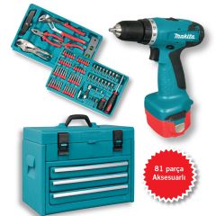 Makita 6271DWPET3 Akülü Matkap Vidalama / 81 Parça Aksesuar Setli