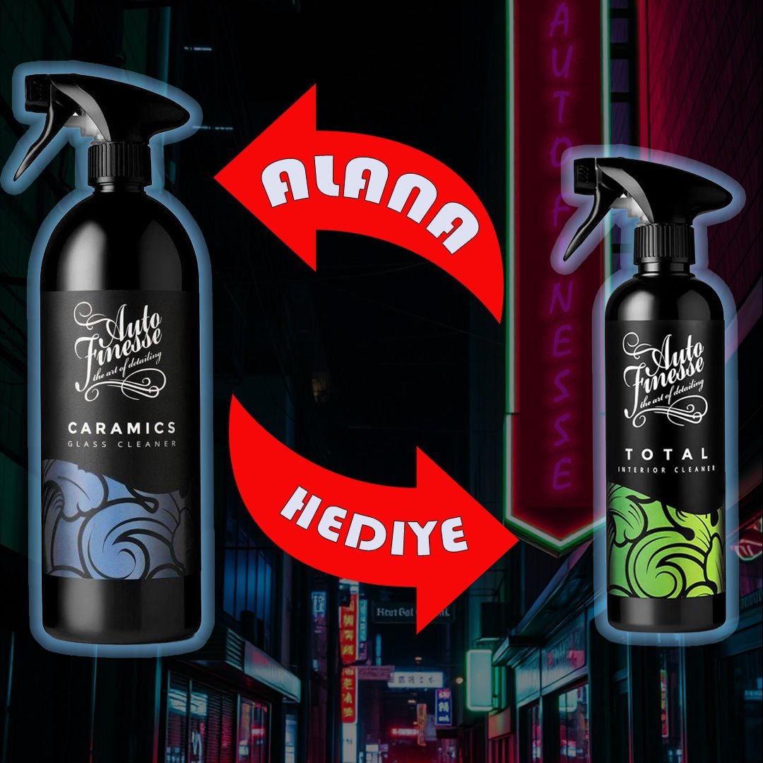 Auto Finesse Caramics Glass Cleaner  - Seramik İçeren Nano Cam Temizleme 1lt. + Total Tüm İç detay 500ml.