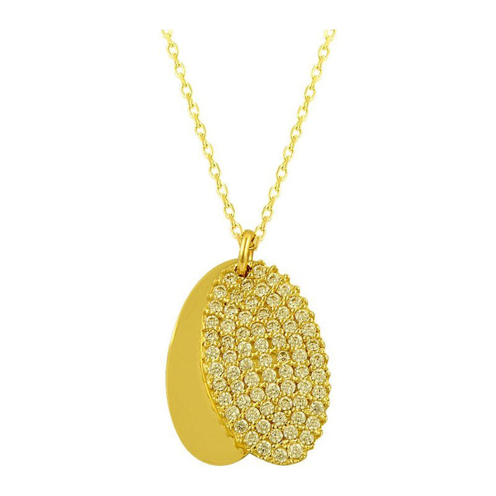 14 Ayar Altın Taşlı Oval Kolye 3.10 Gram