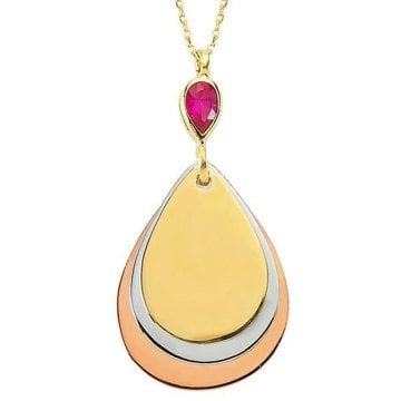 Plaka Kolye 3,88 Gram Üç Renk Pembe 14 Ayar Altın