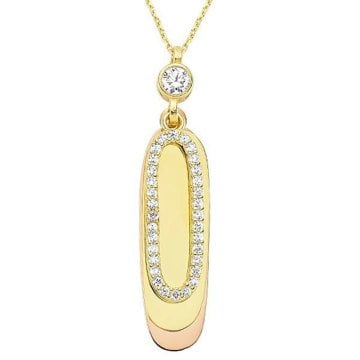 Plaka Kolye 3,47 Gram İki Renk Oval 14 Ayar Altın