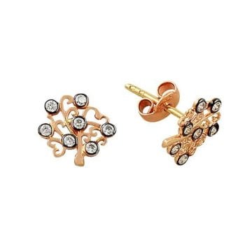 Küpe Soyağacı Rose 0,74 Gram 14 Ayar Altın