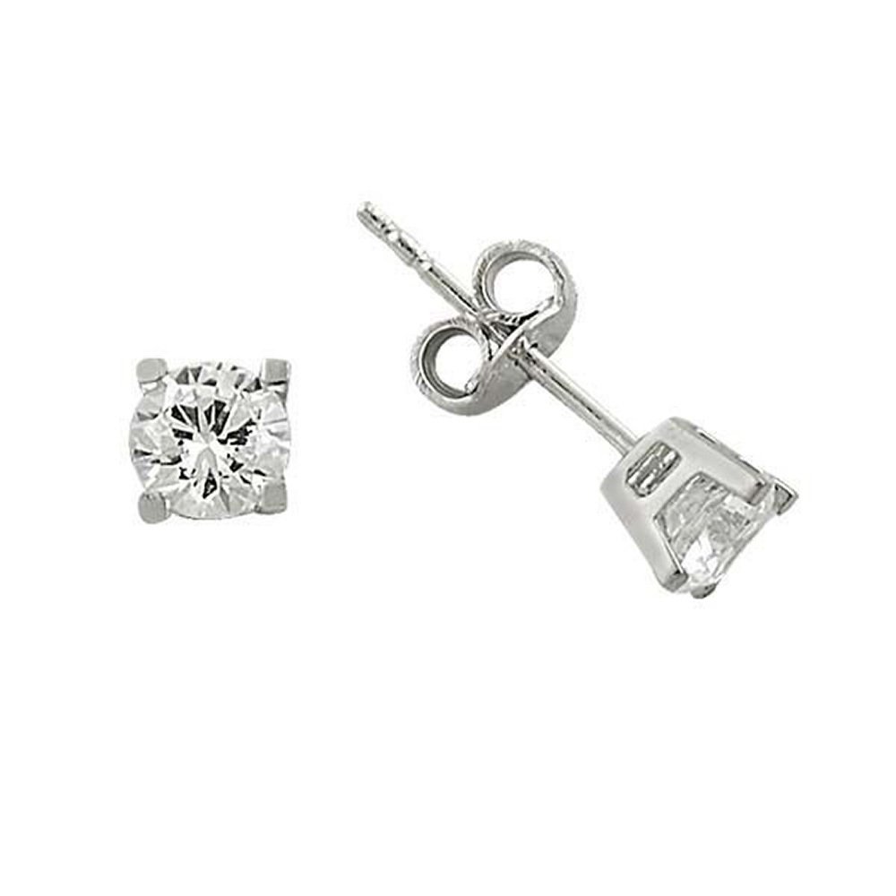Küpe Tektaş Beyaz 1,47 Gram 14 Ayar Altın