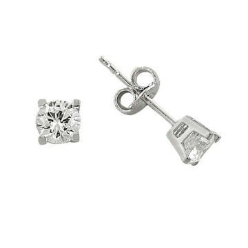 Küpe Tektaş Beyaz 1,47 Gram 14 Ayar Altın