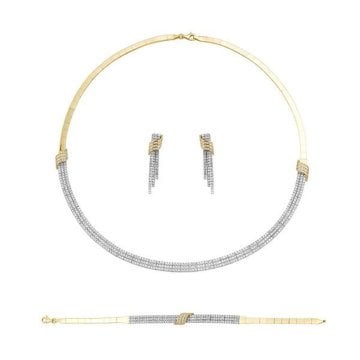 14 Ayar Altın Oval Nişan Takımı 3 Sıra 33,00 Gram