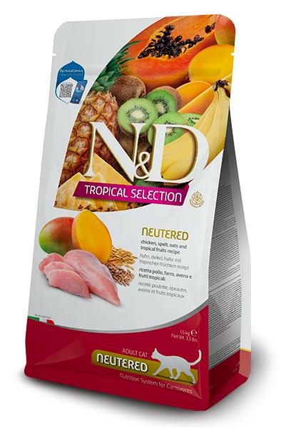 N&D Tropical Selection Tavuklu ve Tropikal Meyveli Kısırlaştırılmış Kedi Maması 10 Kg