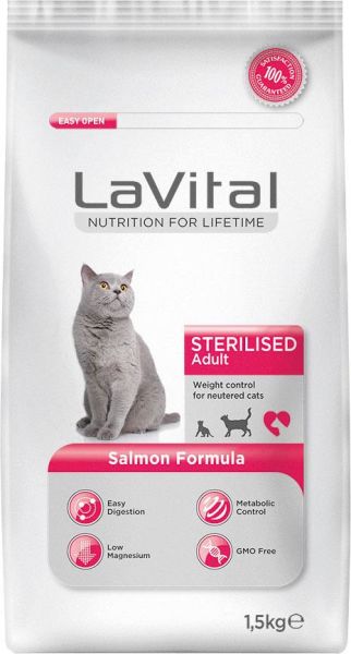 LaVital Somonlu Kısırlaştırılmış Kedi Maması 1,5 Kg