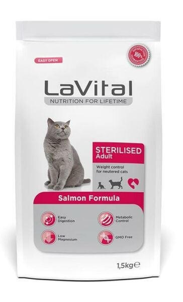 LaVital Somonlu Kısırlaştırılmış Kedi Maması 1,5 Kg