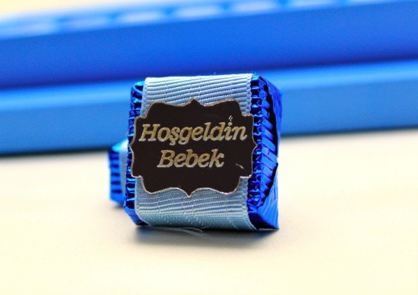 Dark Brown Hoşgeldin Bebek Erkek Çikolatası 48 Adet Sargılı Dolgulu