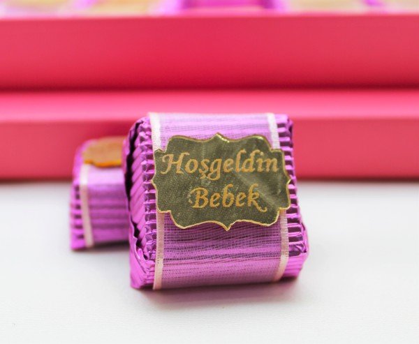Dark Brown Hoşgeldin Bebek Kız Çoçuk Çikolatası 48 Adet Sargılı Dolgulu
