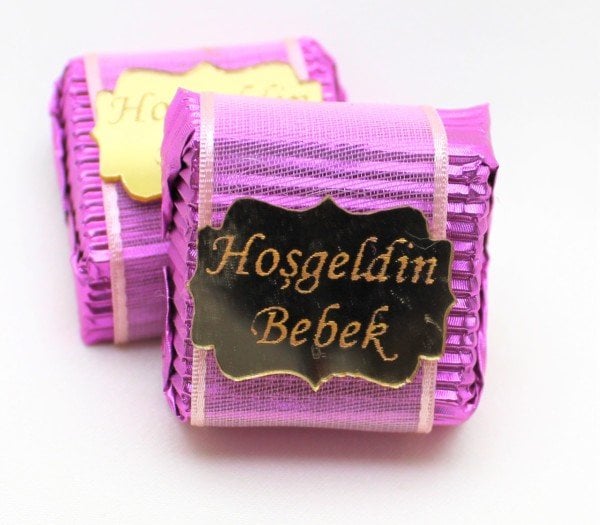 Dark Brown Hoşgeldin Bebek Kız Çoçuk Çikolatası 48 Adet Sargılı Dolgulu