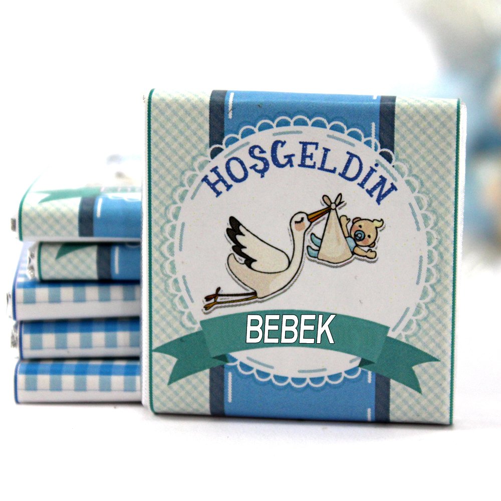 Dark Brown Hoşgeldin Bebek Çikolatası Erkek Bebek Doğum Hediyesi Madlen