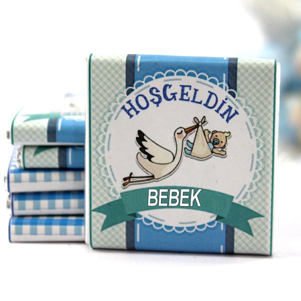 Dark Brown Hoşgeldin Bebek Çikolatası Erkek Bebek Doğum Hediyesi Madlen